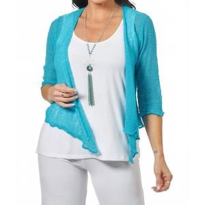 NEW PAPA FASHIONS mesh sweater cardigan in turquoise
